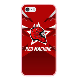 Чехол для iPhone 5/5S матовый с принтом Red machine в Рязани, Силикон | Область печати: задняя сторона чехла, без боковых панелей | Тематика изображения на принте: hockey | national | red machine | russia | team | красная машина | россия | сборная | хоккей | хоккейная