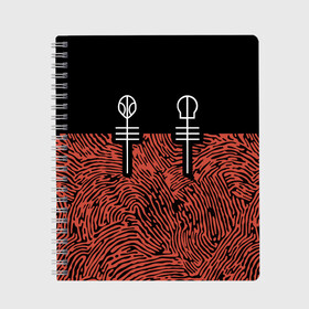 Тетрадь с принтом Twenty One Pilots - Blurryface в Рязани, 100% бумага | 48 листов, плотность листов — 60 г/м2, плотность картонной обложки — 250 г/м2. Листы скреплены сбоку удобной пружинной спиралью. Уголки страниц и обложки скругленные. Цвет линий — светло-серый
 | band | best | blurry | face | indie | logo | music | one | pilots | pop | regional | rock | symbol | top | trench | twenty | vessel | группа | инди | лого | логотип | музыка | пилоты | поп | рок | символ | топ | тренч