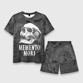 Мужской костюм с шортами 3D с принтом Memento mori в Рязани,  |  | black | death | life | memento mori | skeleton | skull | жизнь | скелет | череп | черный