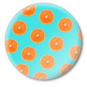 Значок с принтом Апельсины в Рязани,  металл | круглая форма, металлическая застежка в виде булавки | Тематика изображения на принте: апельсин | апельсины | грейпфрукт | грейпфрут | разрез | сочный | фрукт