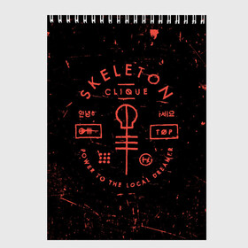 Скетчбук с принтом TOP - Skeleton Clique в Рязани, 100% бумага
 | 48 листов, плотность листов — 100 г/м2, плотность картонной обложки — 250 г/м2. Листы скреплены сверху удобной пружинной спиралью | band | best | blurry | face | indie | logo | music | one | pilots | pop | regional | rock | symbol | top | trench | twenty | vessel | группа | инди | лого | логотип | музыка | пилоты | поп | рок | символ | топ | тренч