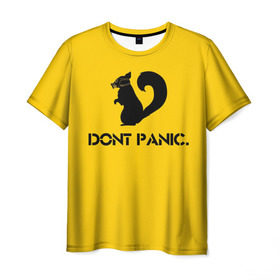 Мужская футболка 3D с принтом Dont Panic. в Рязани, 100% полиэфир | прямой крой, круглый вырез горловины, длина до линии бедер | dont panic | белка | енот | скунс