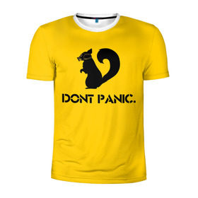 Мужская футболка 3D спортивная с принтом Dont Panic. в Рязани, 100% полиэстер с улучшенными характеристиками | приталенный силуэт, круглая горловина, широкие плечи, сужается к линии бедра | dont panic | белка | енот | скунс