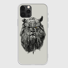 Чехол для iPhone 12 Pro Max с принтом Лев Викинг в Рязани, Силикон |  | воин | война | зверь | тату | царь | череп | шлем