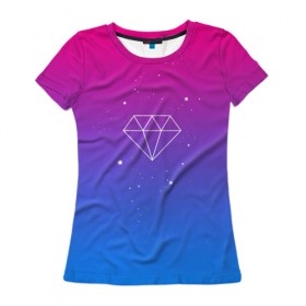 Женская футболка 3D с принтом Diamond в Рязани, 100% полиэфир ( синтетическое хлопкоподобное полотно) | прямой крой, круглый вырез горловины, длина до линии бедер | кислотные костюмы | кислотные цвета | неон | флуоресцентные принты