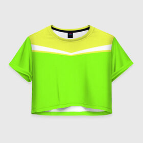 Женская футболка Cropp-top с принтом Угол зеленый в Рязани, 100% полиэстер | круглая горловина, длина футболки до линии талии, рукава с отворотами | Тематика изображения на принте: кислотные костюмы | кислотные цвета | неон | флуоресцентные принты