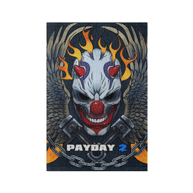 Обложка для паспорта матовая кожа с принтом Payday 2 в Рязани, натуральная матовая кожа | размер 19,3 х 13,7 см; прозрачные пластиковые крепления | chains day | game | gun | mask | payday | payday 2 | payday2 | грабители | зло | игра | клоун | маска | ограбление | оружие | пистолет