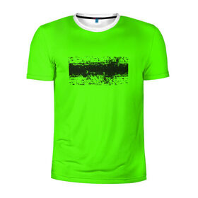 Мужская футболка 3D спортивная с принтом Гранж зеленый в Рязани, 100% полиэстер с улучшенными характеристиками | приталенный силуэт, круглая горловина, широкие плечи, сужается к линии бедра | кислотные костюмы | кислотные цвета | неон | флуоресцентные принты