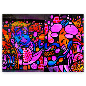 Поздравительная открытка с принтом Неоновое граффити в Рязани, 100% бумага | плотность бумаги 280 г/м2, матовая, на обратной стороне линовка и место для марки
 | Тематика изображения на принте: grafity | paint | street art | urban | город | граффити | искусство | кирпичи | краски | рисунки | стена | улицы | уличное искусство