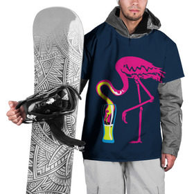 Накидка на куртку 3D с принтом Кислотный фламинго в Рязани, 100% полиэстер |  | кислотные костюмы | кислотные цвета | неон | флуоресцентные принты