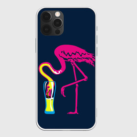 Чехол для iPhone 12 Pro с принтом Кислотный фламинго в Рязани, силикон | область печати: задняя сторона чехла, без боковых панелей | кислотные костюмы | кислотные цвета | неон | флуоресцентные принты