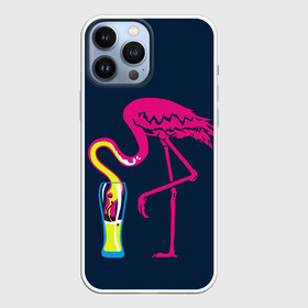 Чехол для iPhone 13 Pro Max с принтом Кислотный фламинго в Рязани,  |  | Тематика изображения на принте: кислотные костюмы | кислотные цвета | неон | флуоресцентные принты