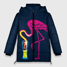 Женская зимняя куртка 3D с принтом Кислотный фламинго в Рязани, верх — 100% полиэстер; подкладка — 100% полиэстер; утеплитель — 100% полиэстер | длина ниже бедра, силуэт Оверсайз. Есть воротник-стойка, отстегивающийся капюшон и ветрозащитная планка. 

Боковые карманы с листочкой на кнопках и внутренний карман на молнии | кислотные костюмы | кислотные цвета | неон | флуоресцентные принты