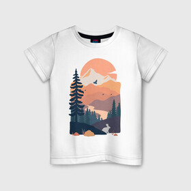 Детская футболка хлопок с принтом Adventure в Рязани, 100% хлопок | круглый вырез горловины, полуприлегающий силуэт, длина до линии бедер | moutains | road | sun | travel | trip | turism | горы | дорога | закат | приключения | природа | тундра путешествия | туризм