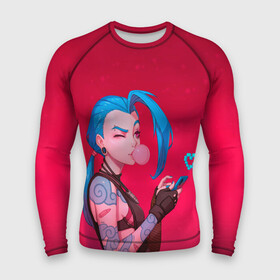 Мужской рашгард 3D с принтом Jinx in love в Рязани,  |  | game | heart | jinx | legends | legue | legueoflegends | lol | love | mobile | phone | безбашенная | джинкс | игра | легенд | лига | лигалегенд | лол | любовь | сердечко | сердце | стрелок | хулиганка