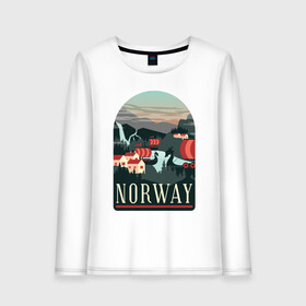 Женский лонгслив хлопок с принтом Норвегия в Рязани, 100% хлопок |  | norway | норвегия