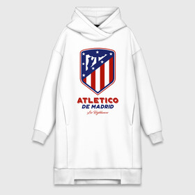 Платье-худи хлопок с принтом Атлетико Мадрид в Рязани,  |  | atletico de madrid | atletico madrid | атлетико | атлетико мадрид | болельщи | испания | клубная | кпасно белые | лалига | мадрид | матрасники | фанатская | форма | футбол | футбольная