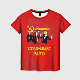 Женская футболка 3D с принтом Communist party в Рязани, 100% полиэфир ( синтетическое хлопкоподобное полотно) | прямой крой, круглый вырез горловины, длина до линии бедер | вечеринка | звезда | кастро | коммунизм | коммунист | коммунистическая | ленин | мао | маркс | молот | партия | рауль | серп | сталин | тусовка | ульянов | фидель | цзиньпин | цзэдун | энгельс