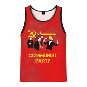 Мужская майка 3D с принтом Communist party в Рязани, 100% полиэстер | круглая горловина, приталенный силуэт, длина до линии бедра. Пройма и горловина окантованы тонкой бейкой | вечеринка | звезда | кастро | коммунизм | коммунист | коммунистическая | ленин | мао | маркс | молот | партия | рауль | серп | сталин | тусовка | ульянов | фидель | цзиньпин | цзэдун | энгельс