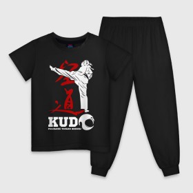 Детская пижама хлопок с принтом Kudo в Рязани, 100% хлопок |  брюки и футболка прямого кроя, без карманов, на брюках мягкая резинка на поясе и по низу штанин
 | борьба | единоборства | кудо | спорт