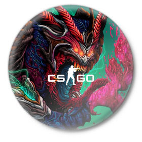 Значок с принтом CS GO hyper beast skin в Рязани,  металл | круглая форма, металлическая застежка в виде булавки | beast | counterstike | csgo | hyper | hyperbeast | m4a1s | steam | винтовка | контра | кс | ксго | шмотки