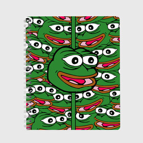 Тетрадь с принтом Good Sad frog в Рязани, 100% бумага | 48 листов, плотность листов — 60 г/м2, плотность картонной обложки — 250 г/м2. Листы скреплены сбоку удобной пружинной спиралью. Уголки страниц и обложки скругленные. Цвет линий — светло-серый
 | Тематика изображения на принте: bad | dab | frog | good | kek | pepe | sad | кек | лягушка | мем | мемы | пепе | со смыслом | фрог