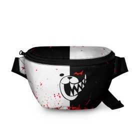 Поясная сумка 3D с принтом MONOKUMA Blood в Рязани, 100% полиэстер | плотная ткань, ремень с регулируемой длиной, внутри несколько карманов для мелочей, основное отделение и карман с обратной стороны сумки застегиваются на молнию | ahegao | anime | bear | blood | danganronpa | derector | despair | girls | happy | havoc | manga | monokuma | panda | red | robot | trigger | ultra | аниме | ахегао | директор | кровь | манга | медведь | монокума | панда | робот