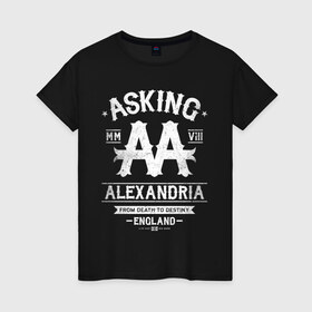 Женская футболка хлопок с принтом Asking Alexandria в Рязани, 100% хлопок | прямой крой, круглый вырез горловины, длина до линии бедер, слегка спущенное плечо | asking alexandria | аскинг александриа | группы | метал | музыка | рок | хэви метал | электроникор