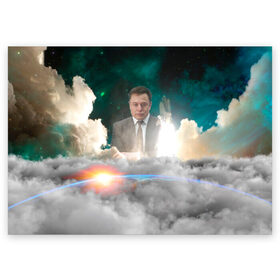 Поздравительная открытка с принтом Elon Musk Thinker (Илон Маск) в Рязани, 100% бумага | плотность бумаги 280 г/м2, матовая, на обратной стороне линовка и место для марки
 | elon musk | space | space x | tesla | дым | илон маск | инопланетяне | космос | личность | мыслитель | облака | планета | ракета | спейс | тесла | философ | шаттл
