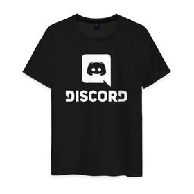 Мужская футболка хлопок с принтом Discord в Рязани, 100% хлопок | прямой крой, круглый вырез горловины, длина до линии бедер, слегка спущенное плечо. | Тематика изображения на принте: voip | дискорд | игры | мессенджер | связь | скайп