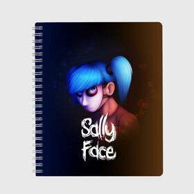 Тетрадь с принтом SALLY FACE в Рязани, 100% бумага | 48 листов, плотность листов — 60 г/м2, плотность картонной обложки — 250 г/м2. Листы скреплены сбоку удобной пружинной спиралью. Уголки страниц и обложки скругленные. Цвет линий — светло-серый
 | blue | face | fisher | game | games | gizmo | hair | larry | mask | sally | волосы | гизмо | голубые | игра | игры | ларри | маска | протез | сали | салли | синие | синий | триллер | ужасы | фейс | фишер | фэйс | хоррор