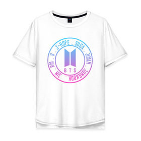 Мужская футболка хлопок Oversize с принтом BTS LOVE YOURSELF в Рязани, 100% хлопок | свободный крой, круглый ворот, “спинка” длиннее передней части | bangtan boys | bt21 | bts | bts army | bts stickers | j hope | jimin | jin | jungkook | k pop | rap monster | rapmon | suga | v | бтс | корея | стикеры bts