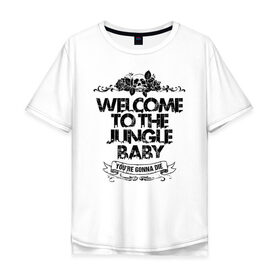 Мужская футболка хлопок Oversize с принтом Welcome to the Jungle в Рязани, 100% хлопок | свободный крой, круглый ворот, “спинка” длиннее передней части | 80s | 80е | axl | duff | guns n roses | rock | slash