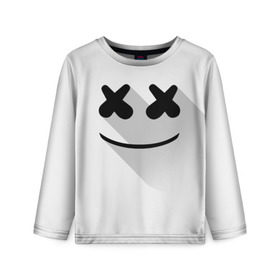 Детский лонгслив 3D с принтом Marshmello в Рязани, 100% полиэстер | длинные рукава, круглый вырез горловины, полуприлегающий силуэт
 | marshmello | диджей | клуб | клубная музыка | маршмеллоу | маршмэлло | маршмэллоу | музыка | электронная