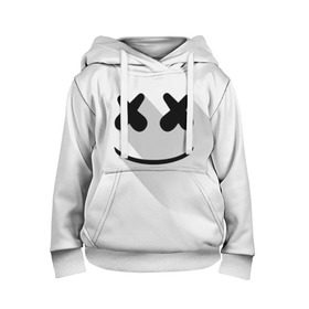 Детская толстовка 3D с принтом Marshmello в Рязани, 100% полиэстер | двухслойный капюшон со шнурком для регулировки, мягкие манжеты на рукавах и по низу толстовки, спереди карман-кенгуру с мягким внутренним слоем | marshmello | диджей | клуб | клубная музыка | маршмеллоу | маршмэлло | маршмэллоу | музыка | электронная