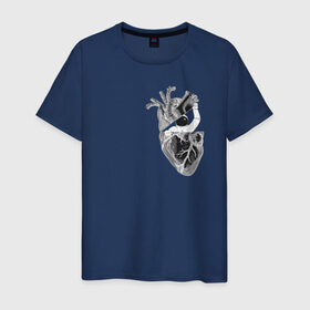 Мужская футболка хлопок с принтом Astronaut in Heart в Рязани, 100% хлопок | прямой крой, круглый вырез горловины, длина до линии бедер, слегка спущенное плечо. | space | анатомия | астронавт | вселенная | звезды | космонавт | космос | луна | любовь | планета | сердце