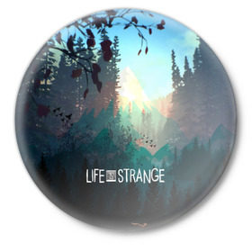 Значок с принтом Life is Strange в Рязани,  металл | круглая форма, металлическая застежка в виде булавки | Тематика изображения на принте: caulfield | chloe price | game | kate marsh | life | life is strange | life is strange: before the storm | max | strange | две луны | игры | кейт марш | колфилд | макс | подростки | студенты