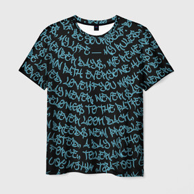 Мужская футболка 3D с принтом Каллиграфити в Рязани, 100% полиэфир | прямой крой, круглый вырез горловины, длина до линии бедер | арт | буквы | граффити | каллиграфия | лампас | неон | покрас | слова | стритарт | текст | улица