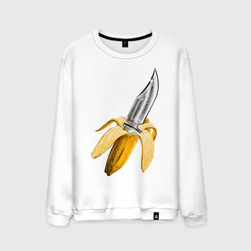 Мужской свитшот хлопок с принтом BANANA в Рязани, 100% хлопок |  | banana | knife | pop art | банан | нож | оружие | поп арт