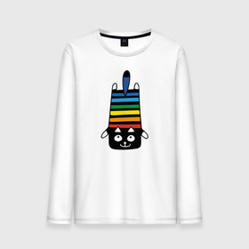 Мужской лонгслив хлопок с принтом Rainbow cat в Рязани, 100% хлопок |  | black | cat | cool | creative | dark | design | halloween | hype | kitten | rainbow | vanguard | авангард | дизайн | кот | котенок | кошка | креатив | круто | радуга | темный | хайп | хэллоуин | черный