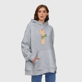 Худи SuperOversize хлопок с принтом Феминизм в Рязани, 70% хлопок, 30% полиэстер, мягкий начес внутри | карман-кенгуру, эластичная резинка на манжетах и по нижней кромке, двухслойный капюшон
 | fame | девушка | женщина | права | феминистки