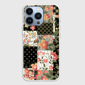 Чехол для iPhone 13 Pro с принтом Лоскутный орнамент в Рязани,  |  | branches | flor | flowers | leaves | ветки | геометрический | горошек | графика | искусство | картинка | клетка | красивый | крутой | листья | мода | модный | молодёжная | орнамент | рисунок | розы | рукоделие | стиль