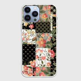 Чехол для iPhone 13 Pro Max с принтом Лоскутный орнамент в Рязани,  |  | branches | flor | flowers | leaves | ветки | геометрический | горошек | графика | искусство | картинка | клетка | красивый | крутой | листья | мода | модный | молодёжная | орнамент | рисунок | розы | рукоделие | стиль