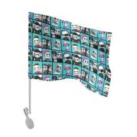 Флаг для автомобиля с принтом Marshmello в Рязани, 100% полиэстер | Размер: 30*21 см | christopher | comstock | dj | dotcom | friends | marshmallow | marshmello | usa | диджей | друзья | комсток | крис | маршмэллоу | продюсер | сша