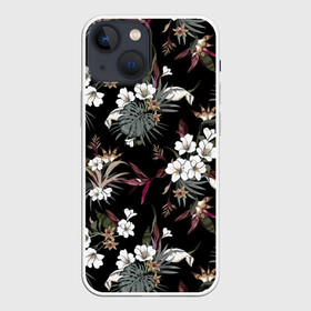 Чехол для iPhone 13 mini с принтом Белые цветы в Рязани,  |  | bouquets | field | flora | flowers | leaves | pat | букеты | графика | искусство | картинка | красивый | красный | крутой | листья | мода | модный | молодёжная | орнамент | полевые | рисунок | розы | рукоделие | стиль