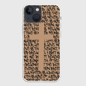Чехол для iPhone 13 mini с принтом Каллиграфити и крест в Рязани,  |  | арт | боди ар | бодиарт | буквы | граффити | каллиграфия | крест | лампас | покрас | слова | стритарт | текст | улица