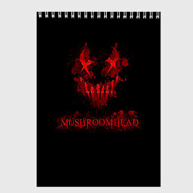 Скетчбук с принтом Mushroomhead в Рязани, 100% бумага
 | 48 листов, плотность листов — 100 г/м2, плотность картонной обложки — 250 г/м2. Листы скреплены сверху удобной пружинной спиралью | ac dc | disturbed | linkin park | lp | metal | metallica | mushroomhead | music | pop | rap | rock | slipknot | song | метал | музыка | рок