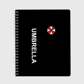 Тетрадь с принтом UMBRELLA CORP в Рязани, 100% бумага | 48 листов, плотность листов — 60 г/м2, плотность картонной обложки — 250 г/м2. Листы скреплены сбоку удобной пружинной спиралью. Уголки страниц и обложки скругленные. Цвет линий — светло-серый
 | ada wong | biohazard | game | gamer | leon | logo | mistic | raccoon city | re2 | resident evil 2 | rpd | stars | umbrella | ада вонг | амбрелла | зомби | игра | мистика | ужасы