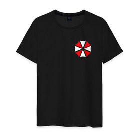 Мужская футболка хлопок с принтом UMBRELLA CORP (НА СПИНЕ) в Рязани, 100% хлопок | прямой крой, круглый вырез горловины, длина до линии бедер, слегка спущенное плечо. | ada wong | biohazard | game | gamer | leon | logo | mistic | raccoon city | re2 | resident evil 2 | rpd | stars | umbrella | ада вонг | амбрелла | зомби | игра | мистика | ужасы