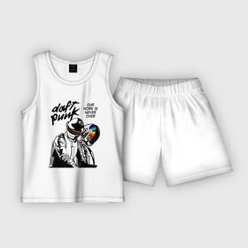 Детская пижама с шортами хлопок с принтом Daft Punk в Рязани,  |  | daft punk | electronic | house | human | music | robot | дафт панк | музыка | синти поп | хаус | электроника